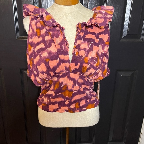 Anthropologie Ruched Ruffle Halter Top XL - Picture 4 of 11